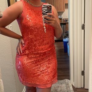Salmon sequin dress